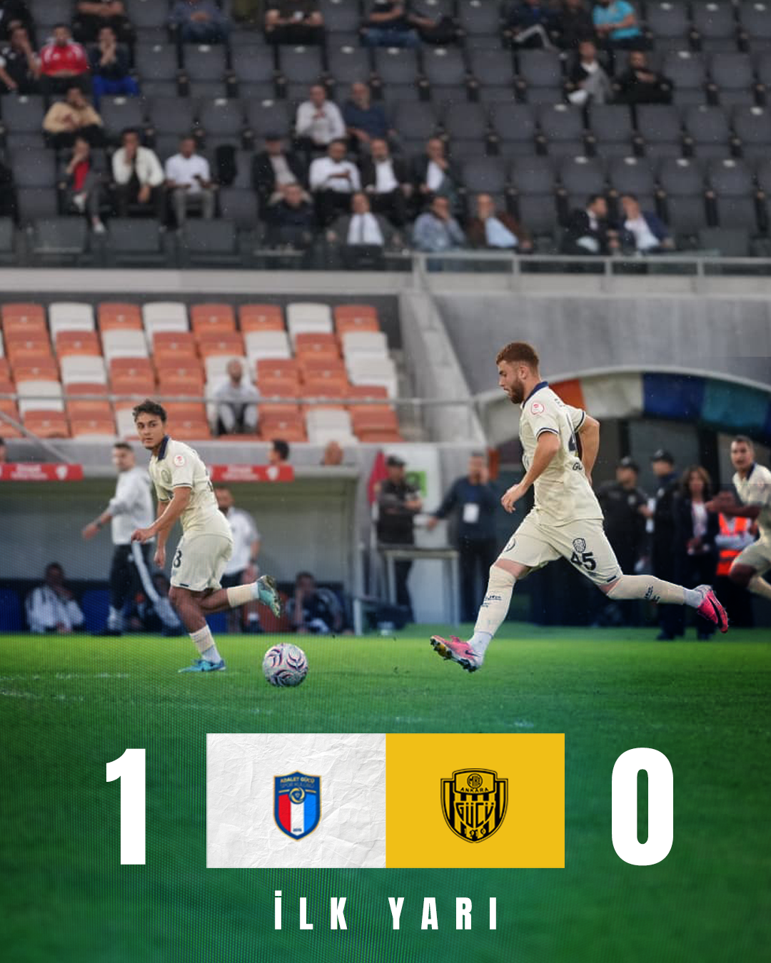 ⏱️ İlk yarı sonucu | Adana Adaletgücü Spor Sportif Faaliyetler A.Ş 1-0 MKE Ankaragücü’müz – görsel 1
